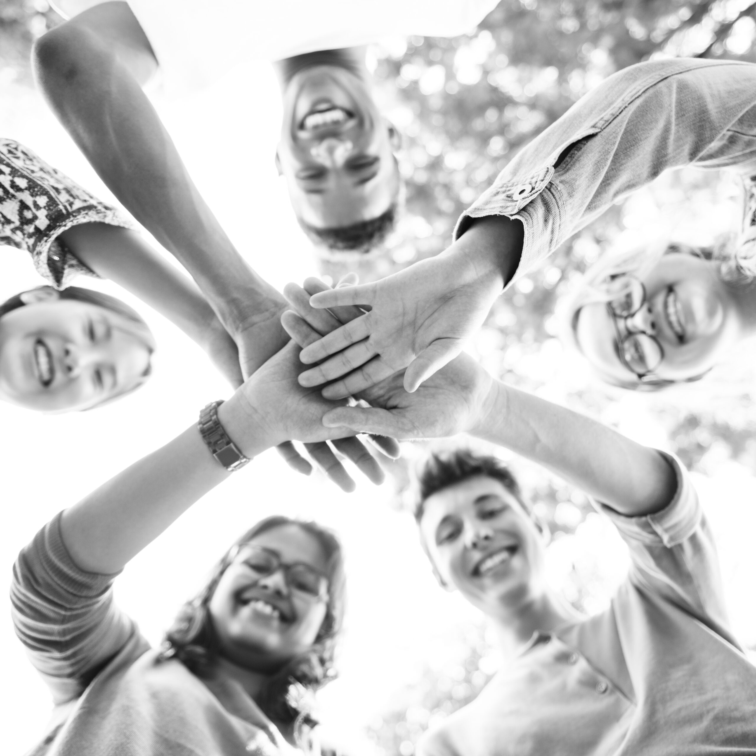 diverse teens hands together concept